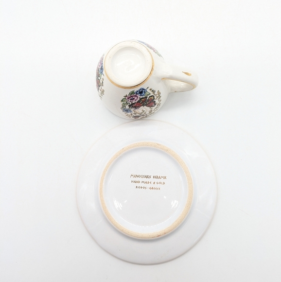 Manousakis Keramik Small Ceramic Butterfly Floral Bone China Espresso Tea Cup - Picture 9 of 13